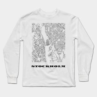 Map of Stockholm, Sweden Minimalist Line Drawing Long Sleeve T-Shirt